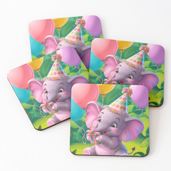 Artikelvorschau, Geburtstagselefant. Geburtstagsfeier, süßer Elefant, Partytier, kleiner Elefant, bunter Elefant, Elefantenzeichnung entworfen und verkauft von ElephantVibes.