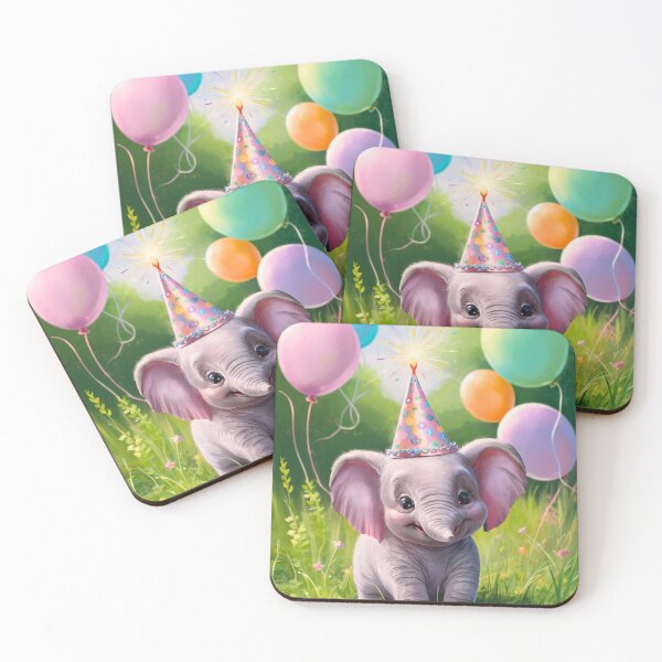 Artikelvorschau, Geburtstagselefant. Geburtstagsfeier, süßer Elefant, Partytier, kleiner Elefant, bunter Elefant, Elefantenzeichnung entworfen und verkauft von ElephantVibes.