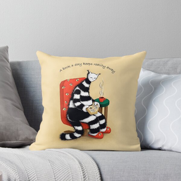 Item preview, A Book A Day Keeps Reality Away - Reading Cat Lover Art designed and sold by Boriana Giormova.