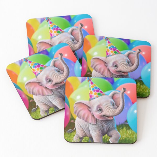 Artikelvorschau, Geburtstagselefant. Geburtstagsfeier, süßer Elefant, Partytier, kleiner Elefant, bunter Elefant, Elefantenzeichnung entworfen und verkauft von ElephantVibes.