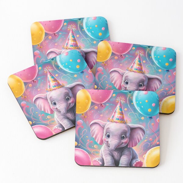 Artikelvorschau, Geburtstagselefant. Geburtstagsfeier, süßer Elefant, Partytier, kleiner Elefant, bunter Elefant, Elefantenzeichnung entworfen und verkauft von ElephantVibes.