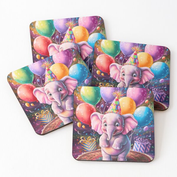 Artikelvorschau, Geburtstagselefant. Geburtstagsfeier, süßer Elefant, Partytier, kleiner Elefant, bunter Elefant, Elefantenzeichnung entworfen und verkauft von ElephantVibes.