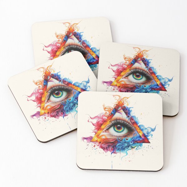 Item preview, Colorful eye inside triangle, digital watercolor hand drawn illustration designed and sold by Margival.