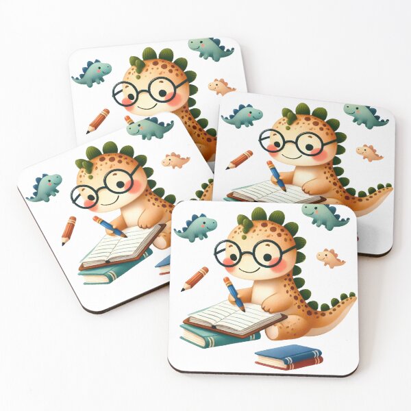 Item preview, Whimsical Dinosaur doing homework - Back to School designed and sold by ManeeStore.