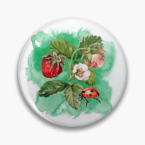 Item preview, Strawberry Plant Flower and Ladybird Ladybug  designed and sold by WildWoodlandWitch.