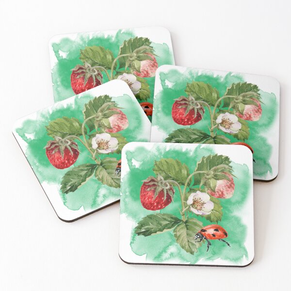 Item preview, Strawberry Plant Flower and Ladybird Ladybug  designed and sold by WildWoodlandWitch.