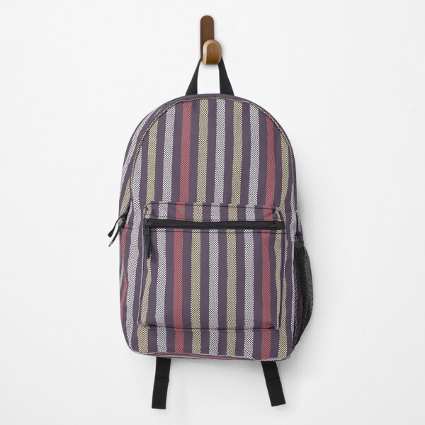 Item preview, Bold Vertical Ticking Stripes - colorful on plum with Classic Energetic Vibe designed and sold by colorofmagic.