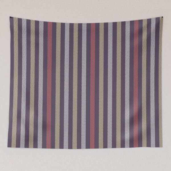 Item preview, Bold Vertical Ticking Stripes - colorful on plum with Classic Energetic Vibe designed and sold by colorofmagic.