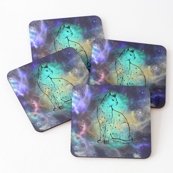 Item preview, Witchy Galactic Watercolour Style Mystical Cat Kitty designed and sold by WildWoodlandWitch.