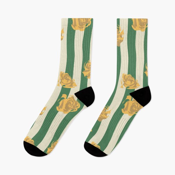 Item preview, Roses on Green & White Stripes designed and sold by Lyman Creative Co..