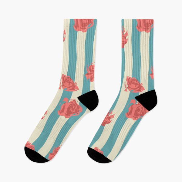 Item preview, Roses on Blue & White Stripes designed and sold by Lyman Creative Co..