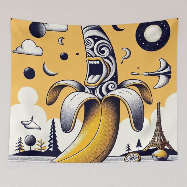 Item preview, Dreamscape of the Screaming Banana - banana surreal style designed and sold by Funny-Banana.