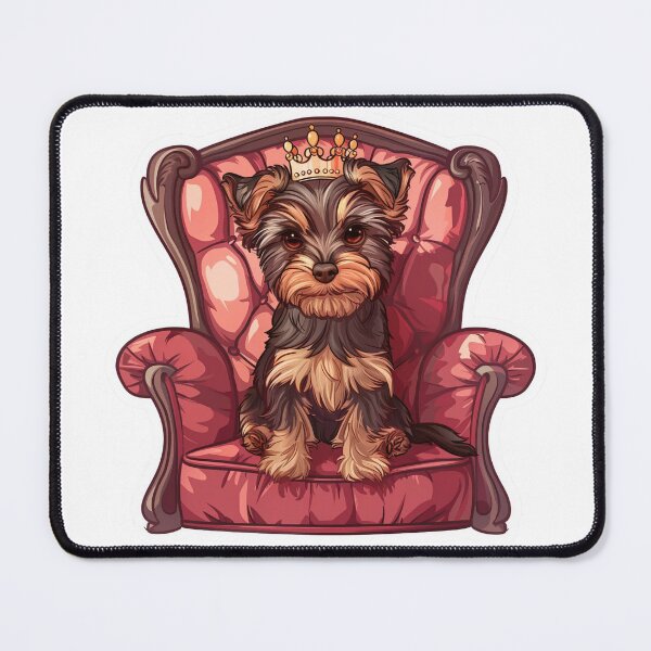 Item preview, Cute chibi Yorkshire Terrier on luxury chair with crown designed and sold by tjnextgen99.