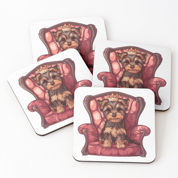 Item preview, Cute chibi Yorkshire Terrier on luxury chair with crown designed and sold by tjnextgen99.