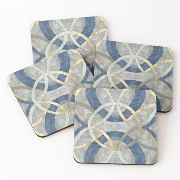Item preview, Abstract Blue and Gold Interlocking Circles Pattern designed and sold by brandway.