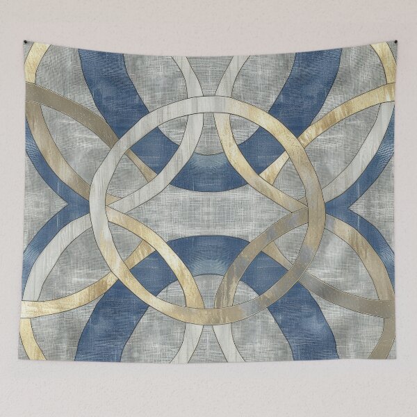 Item preview, Abstract Blue and Gold Interlocking Circles Pattern designed and sold by brandway.