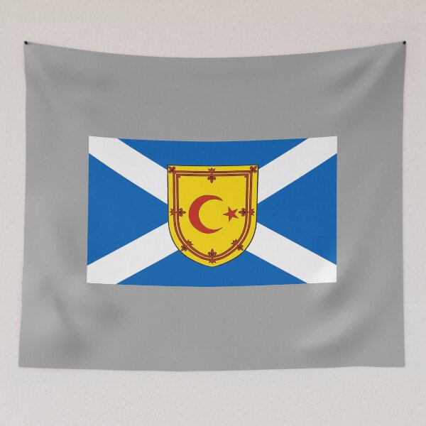 Item preview, Scottish Saltire Flag with Crescent Moon & Star Shield (Bratach shalainn na h-Alba le gealach corran & sgiath reult) designed and sold by JonathanR1994.