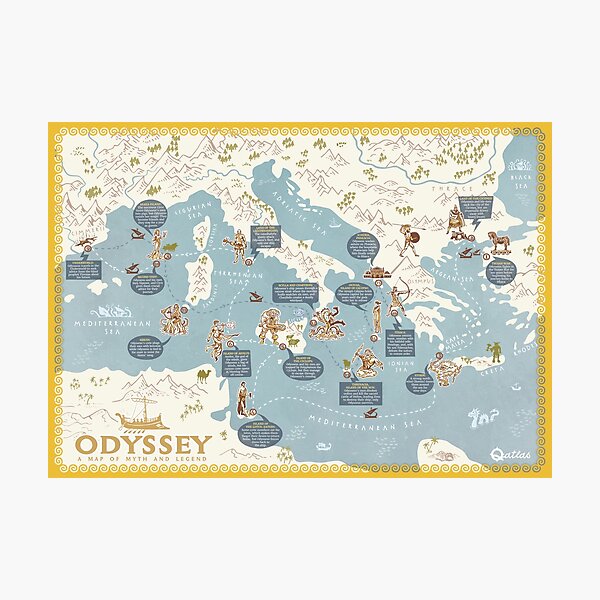 Item preview, Odyssey A Map of Myth and Legend  designed and sold by QatlasMap Shop.