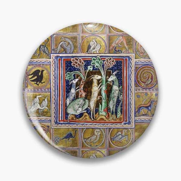 Item preview, MEDIEVAL BESTIARY,WILD GOATS, FANTASTIC ANIMALS IN GOLD RED BLUE COLORS designed and sold by BulganLumini.