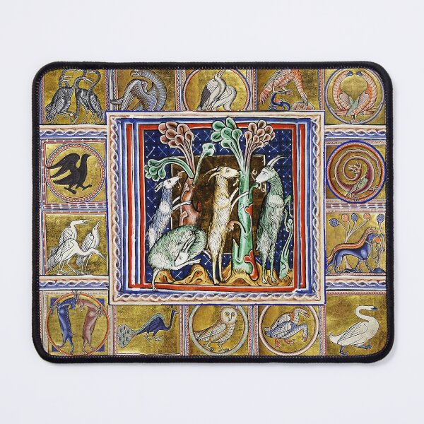 Item preview, MEDIEVAL BESTIARY,WILD GOATS, FANTASTIC ANIMALS IN GOLD RED BLUE COLORS designed and sold by BulganLumini.