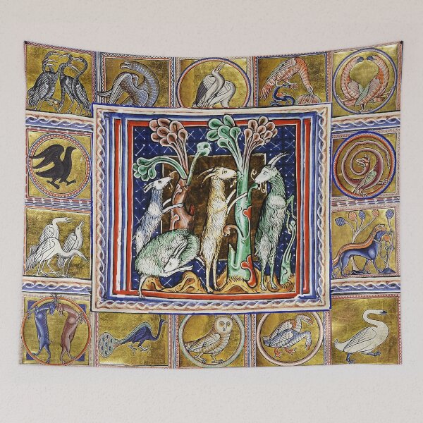 Item preview, MEDIEVAL BESTIARY,WILD GOATS, FANTASTIC ANIMALS IN GOLD RED BLUE COLORS designed and sold by BulganLumini.