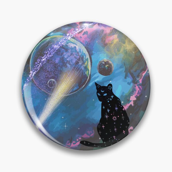Item preview, Witchy Galactic Watercolour Style Mystical Cat Kitty designed and sold by WildWoodlandWitch.