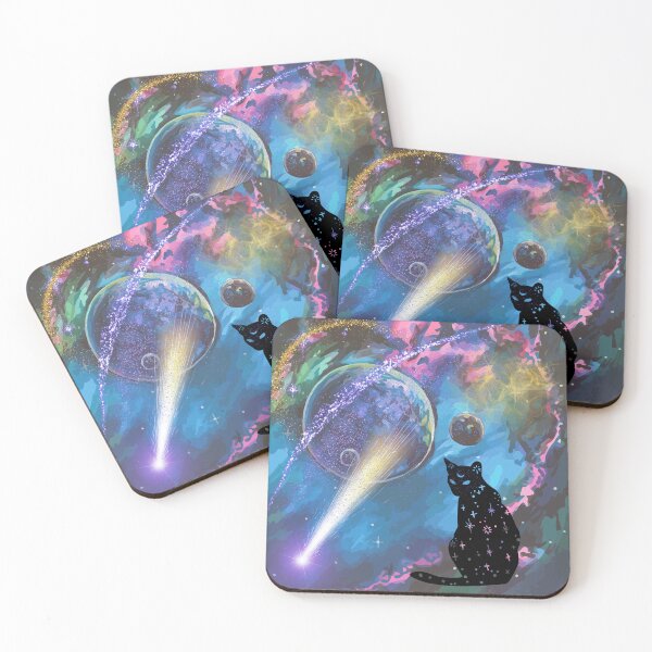 Item preview, Witchy Galactic Watercolour Style Mystical Cat Kitty designed and sold by WildWoodlandWitch.