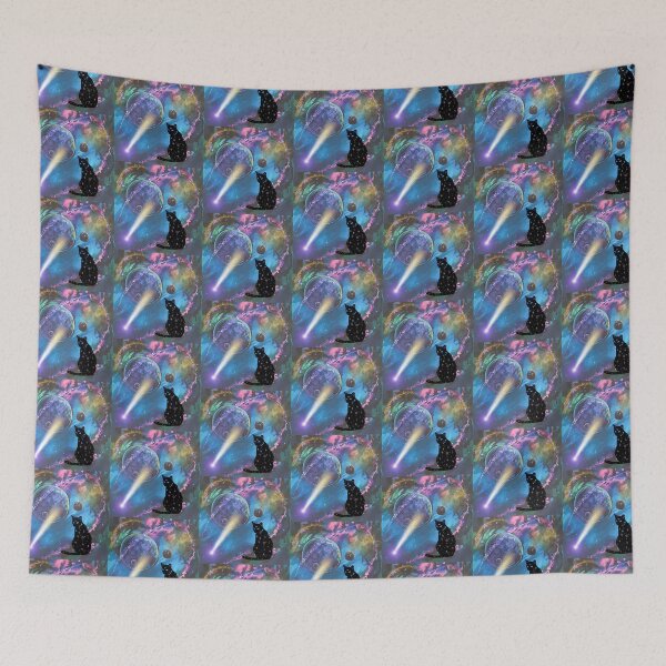 Item preview, Witchy Galactic Watercolour Style Mystical Cat Kitty designed and sold by WildWoodlandWitch.