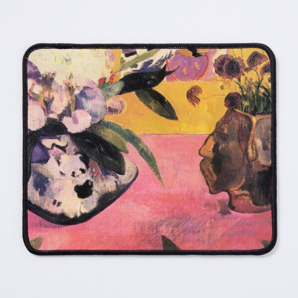 Item preview, Vintage Head-shaped Vase Still Liffe in Pink and Mustard Yellow | P325 designed and sold by Piccolo Fiore Prints.