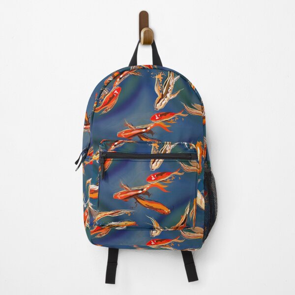 Item preview, Koi fish on dark blue background, repeat pattern designed and sold by Lilly-Rune.