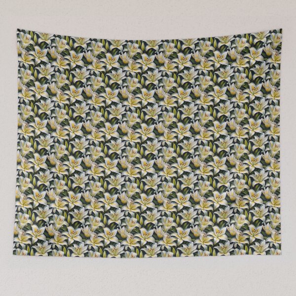 Item preview, beautiful white lily flower seamless designed and sold by Ivalyn-Design.