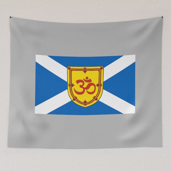 Item preview, Scottish Saltire Flag with Hinduism Symbol Shield (Bratach Saltire na h-Alba le Sgiath Syinduism) designed and sold by JonathanR1994.