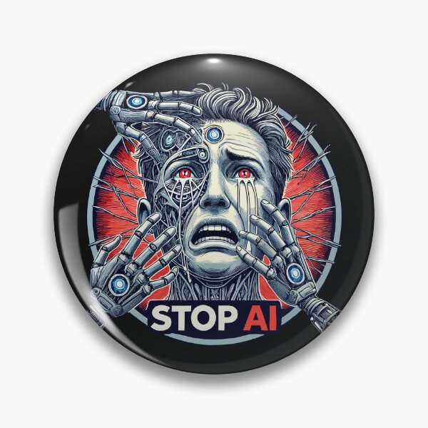 Item preview, Stop AI - Cybernetic Man Under Attack designed and sold by SerhiiArt.