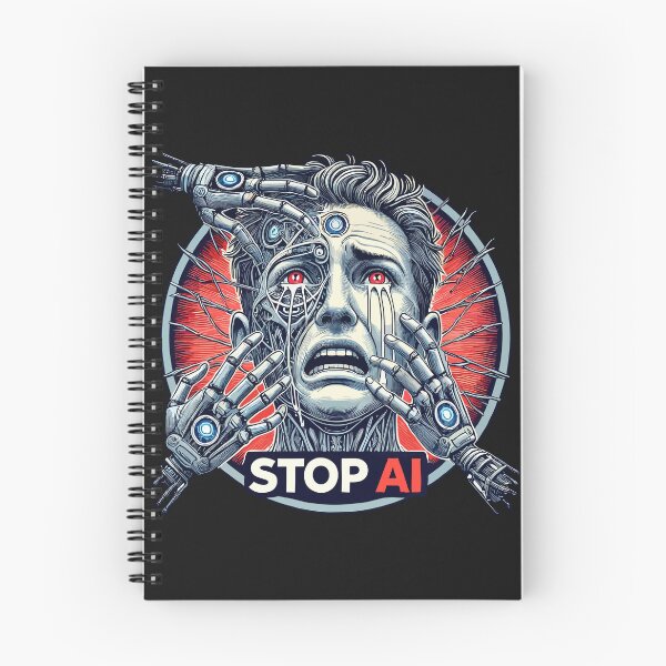 Item preview, Stop AI - Cybernetic Man Under Attack designed and sold by SerhiiArt.