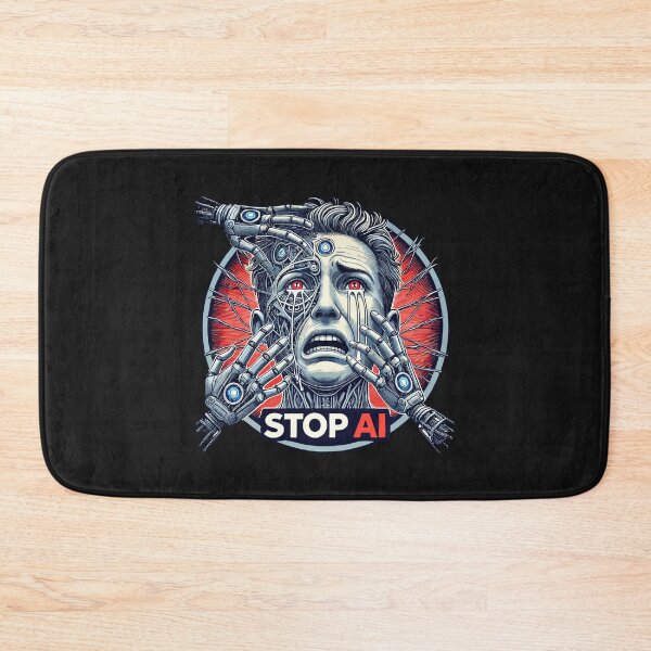 Item preview, Stop AI - Cybernetic Man Under Attack designed and sold by SerhiiArt.