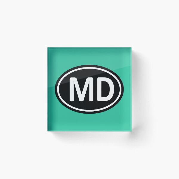 Item preview, MD Initials Monogram Oval White Letters designed and sold by Jeallan Designs.