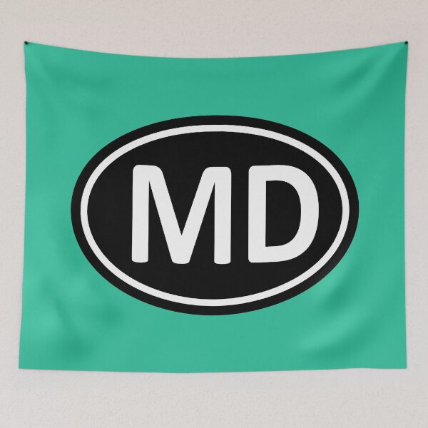 Item preview, MD Initials Monogram Oval White Letters designed and sold by Jeallan Designs.
