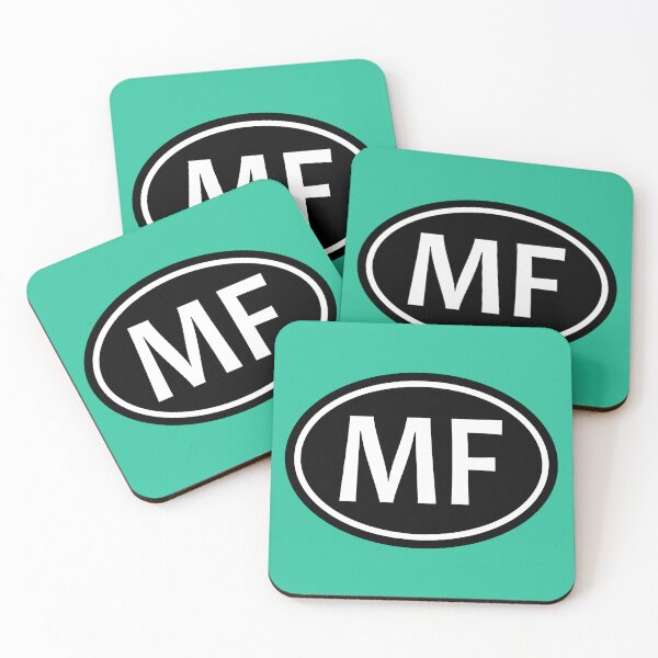 Item preview, MF Initials Monogram Oval White Letters designed and sold by Jeallan Designs.