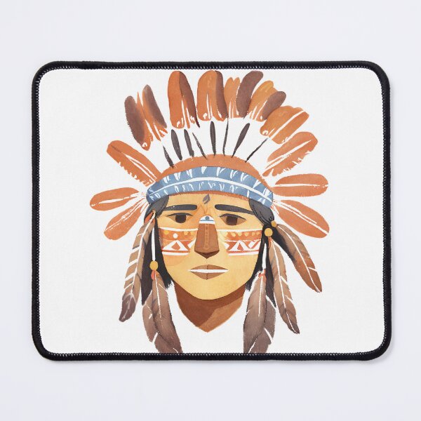 Item preview, Native American tribal warrior watercolor designed and sold by AKRE R.