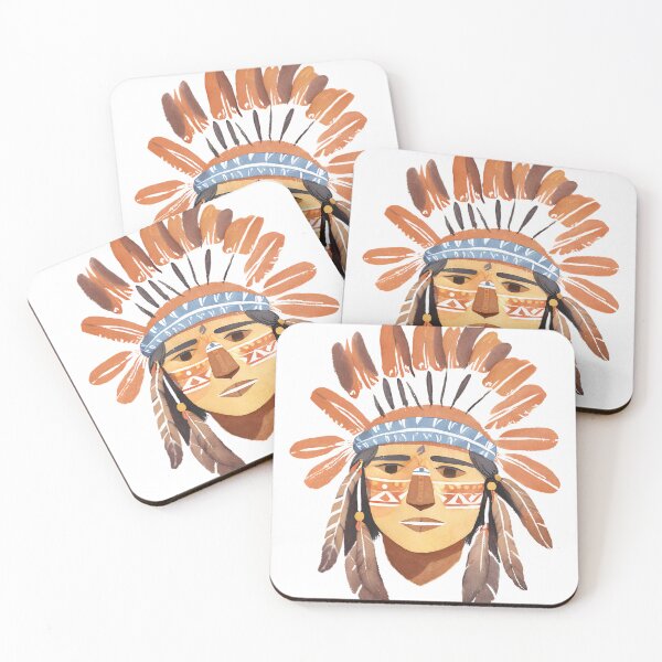 Item preview, Native American tribal warrior watercolor designed and sold by AKRE R.