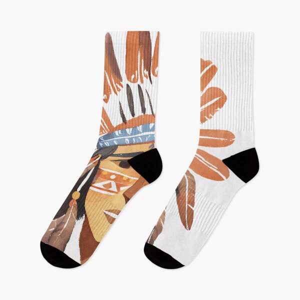 Item preview, Native American tribal warrior watercolor designed and sold by AKRE R.