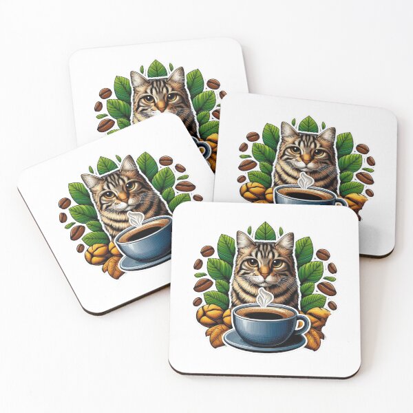 Item preview, Coffee Lover’s Delight: Tabby Cat and Coffee Beans designed and sold by zoughlal.