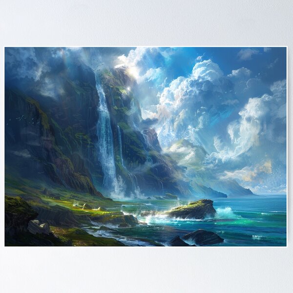 Item preview, Fantasy Landscape - Waterfall Ocean designed and sold by Lumaria Designs.