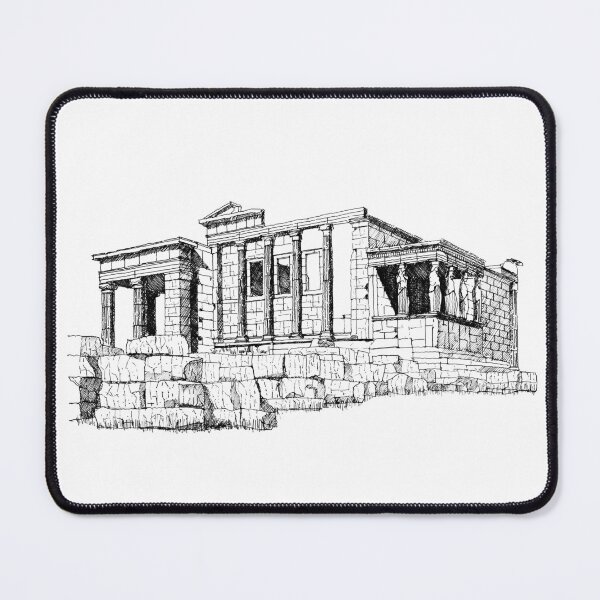 Item preview, Athens Acropolis hand drawing architecture black and white monochrome architectural drawing designed and sold by junyangcaidraw.