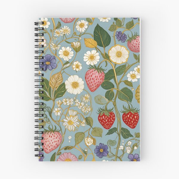 Item preview, Floral Berry Bliss: Pastel Strawberries and Flowers on Blue designed and sold by Lizetteh.