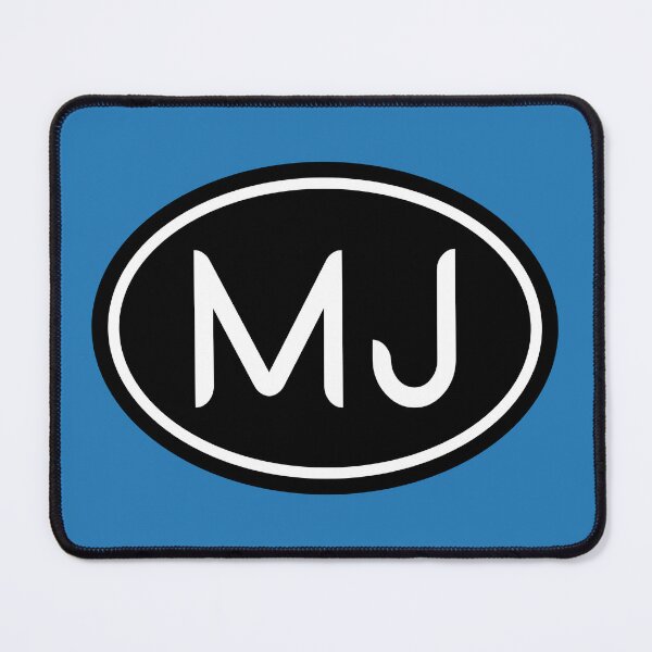 Item preview, MJ Initials Monogram Oval White Letters designed and sold by Jeallan Designs.