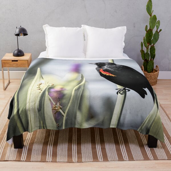 Item preview, Red Winged Blackbird and Delicate Pickerelweed designed and sold by Rebecca Herranen.