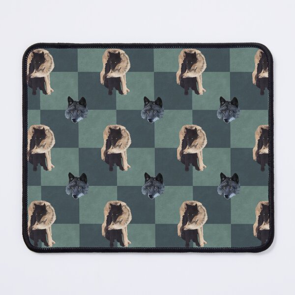 Item preview, Wolf Pack Grey Wolf Black Wolves Teal Checkerboard Seamless Pattern designed and sold by fiatluxillust.