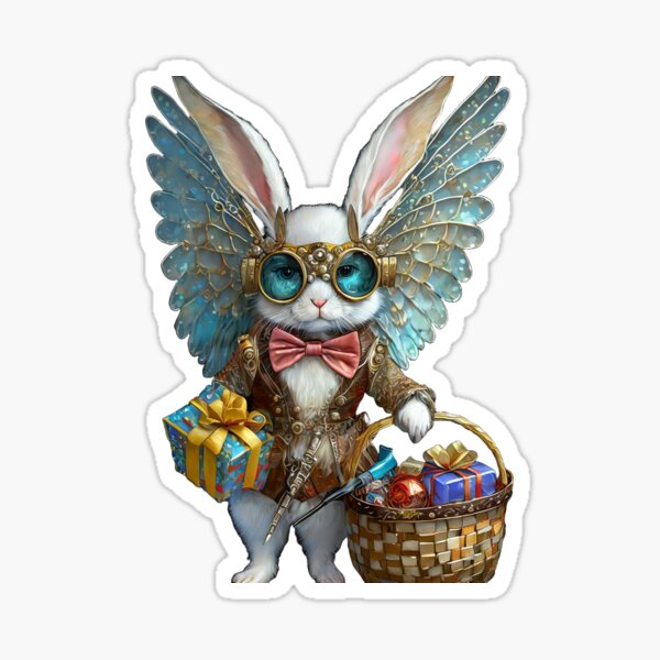 Item preview, Steampunk Christmas Angel Bunny Delivering Gifts designed and sold by Lee Hiller Designs.