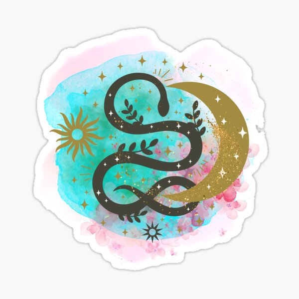 Witchy Mystical Snake and Crescent Moon Sticker